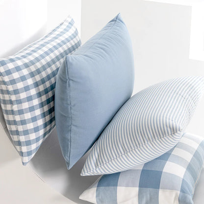 Housse coussin 45x45<br> Vichy Bleu ciel