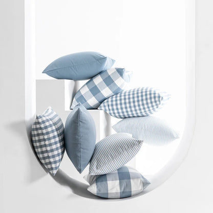 Housse coussin 45x45<br>Vichy Bleu et Blanc