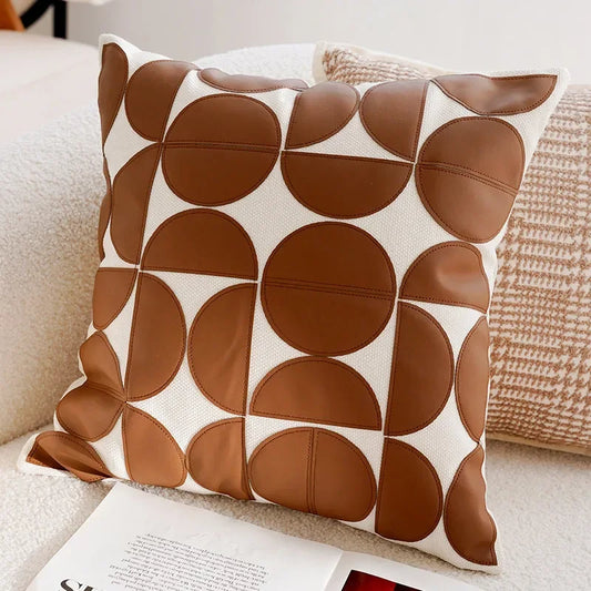 Housse coussin Vintage<br> Patchwork - Cuir vegan