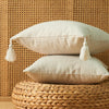 Lot de 2 housses de coussin 45x45 Pompon Lin Ecru